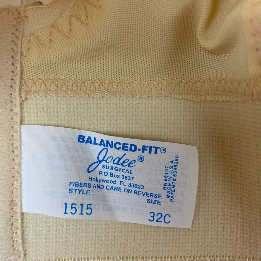 Jodee Nude Cream Surgical Mastectomy Bra Extra Wide 32C NWT